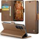 for Samsung Galaxy S26 Wallet Case with Card Holder, [2 in 1] PU Leather Flip Folio Case, RFID Blocking Credit Slots Kickstand Shockproof Phone Cover for Women Men, Brown