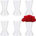 Beeveer 6 Pack Plastic Flower Bucket 11.8 Inch Tall Vase Bucket Cone Vase with Base for Cut Flower Multipurpose Buckets for Flower Bouquet Holder Centerpieces Decorations for Home Wedding (White)