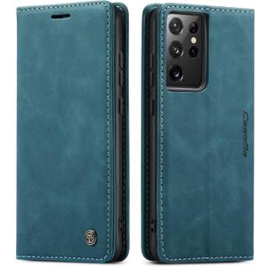 Compatible with Samsung Galaxy S21 Ultra Wallet Case with Card Holder,Kickstand Flip Folio Leather Phone Case for Samsung Galaxy S21 Ultra 6.8 inch (Blue)