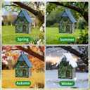 Bird Houses for Outside Cottage Garden Birdhouse Green Resin Birdhouses for Outdoors with Flower and Stone Details for Bluebird Finches Cardinals Bird Nesting Garden, Patio, Yard