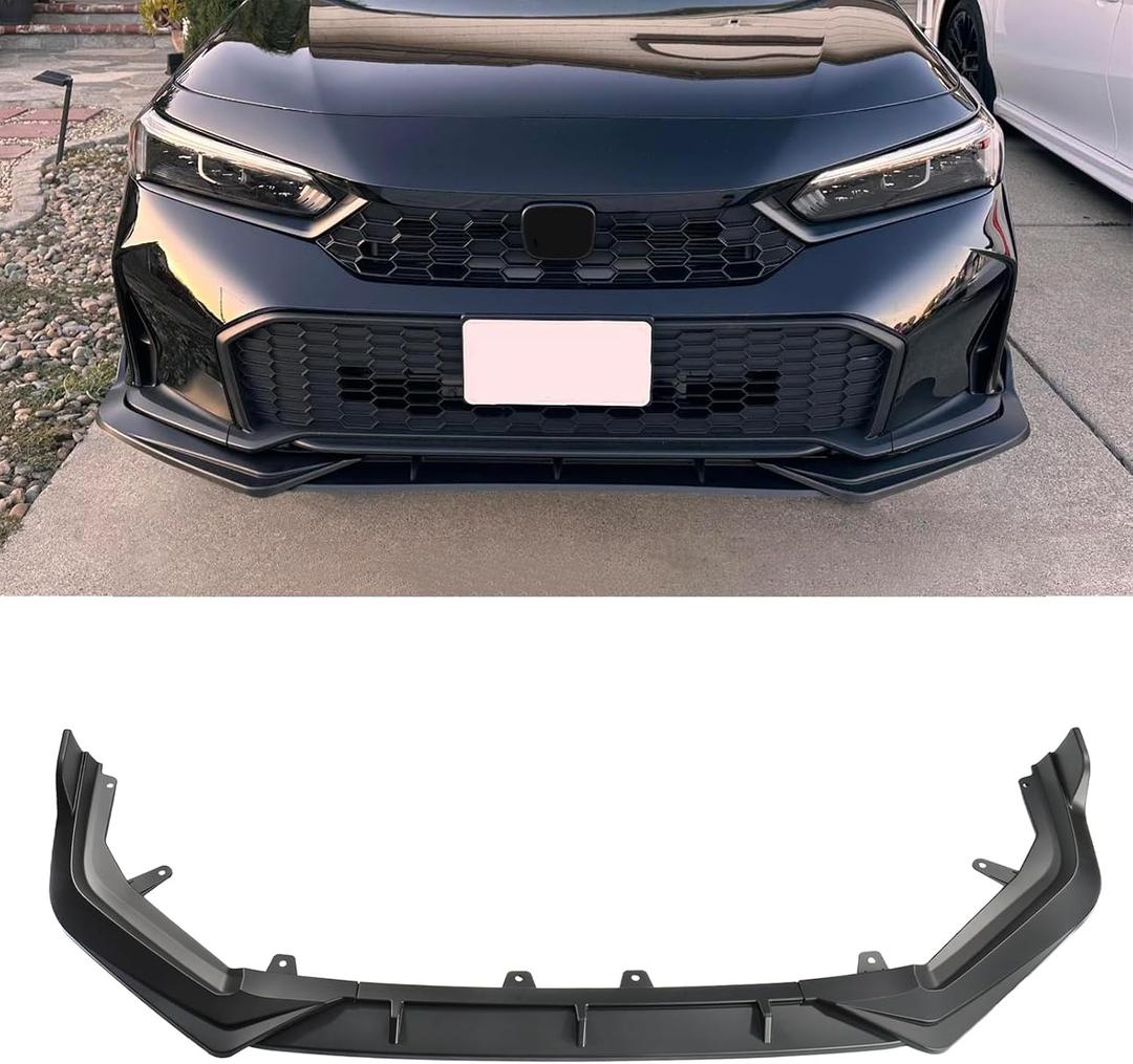 Front Bumper Lip for Honda Civic 11th Gen 2022-2024 PP Front Lip Splitter Spoiler(Matte Black)