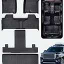Liner Master Floor Mats 3 Row Cargo & Liner Set for Chevrolet Tahoe for GMC Yukon 2026 2025 2024 2023 2022 2021 Custom Fit with 2nd Row Bucket Seats All Weather TPE Floor Liners Accessories