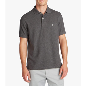 Nautica Men's Classic Short Sleeve Solid Performance Deck Polo Shirt Grey XL