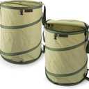 YUDI & GARDEN 29 Gallon Hard Bottom Collapsible Trash CanCollapsible Garden BagCamping Trash Can, Green 2-Pack for Collecting Weeds or Party and Yard Waste