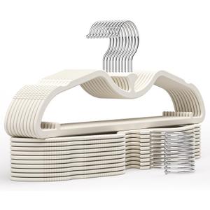 20 Pack Upgraded Short Neck Vertical Space Saver Hangers, 360 Degree Swivel Hooks, Non-Slip Hangers, Liquid Silicone, Smooth as Skin (Not Velvet) - Cream