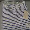 LilyCoco 3/4 Length Sleeve Womens Tops Boat Neck Striped Shirt Long Cotton Tshirts Blue Small (Blue, S)