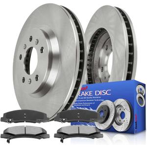 Front Brake Rotors and Pads for 2006-2013 Chevy Impala, 2014-2016 Chevy Impala Limited, 2006-2011 Buick Lucerne, 2006-2007 Chevy Monte Carlo Front Disc Brake Rotors Ceramic Brake Pads Kit