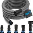 Hon&Guan 16 Ft Shop Vac Hose Kit with Quick-Connect Adapters, Flexible 1-1/4 Vacuum Hose Compatible with Home & Shop Vac, Expanded Multi-Brand Power Tool Adapter Set (1-1/4 to 2-1/4)