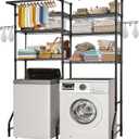 VEVOR Over Washer and Dryer Storage Shelves, 6 Tiers Laundry Room Drying Rack with Hanger Rod and Hooks, Two Rows Adjustable Washer Shelves Space Saver, for Laundry Room Storage & Organization, Black
