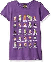 Nintendo girls Super Mario Pixel Cast Graphic Tee T-Shirt  (Purple, XL)