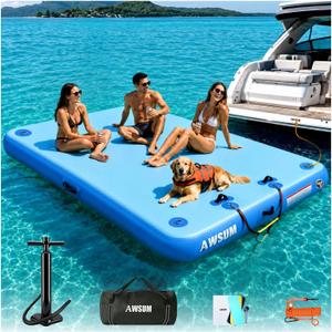 Inflatable Floating Dock for Water Activities, 6ft-15ft Island Raft
With Non-Slip Surface, Load Capacity 450–2000 lbs, Water Platform for Pool, Lake, Pond, Beach, River & Ocean Activities