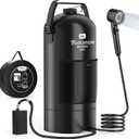 Portable Shower for Camping, 5 Gal/20 L Solar Heating Camping Shower Bag with Shower Pump, Portable Shower Head, Essential for Camping,Festivals, Overlanding, Beach Trips,Outdoor Showers (Jet-Black)