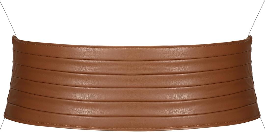 VONMELLI Elastic Wide Belts for Women Dresss Leather Stretchy Waist Belt Fashion Ladies Corset Belts (Fit Waist Size 33"-37", Brown)