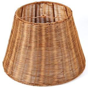 Kittmip 1 Pack Natural Rattan Spider Boho Lamp Shade Handwoven Indonesian Rattan, Large Wicker Woven Lampshade for Table & Floor, Boho Decor (8.6" Top 13.4" Bottom 9.4" Slant,Frustum Shape)