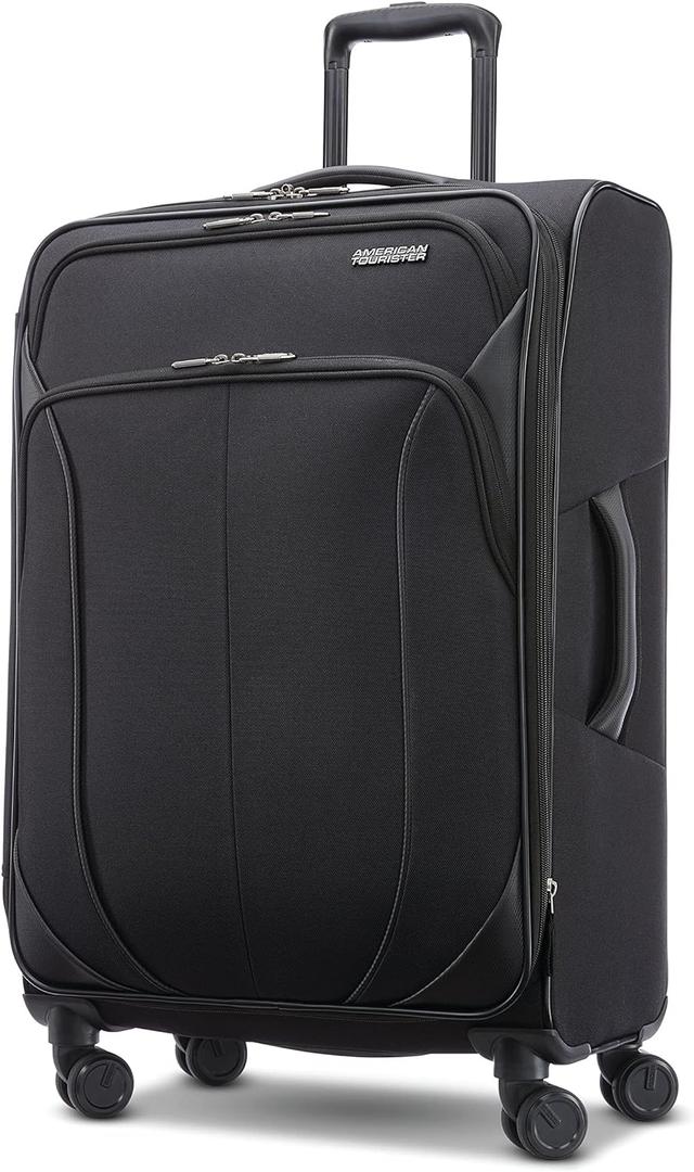 American Tourister 4 KIX 2.0 Expandable Softside Luggage with Spinner Wheels, 24 SPINNER, BLACK