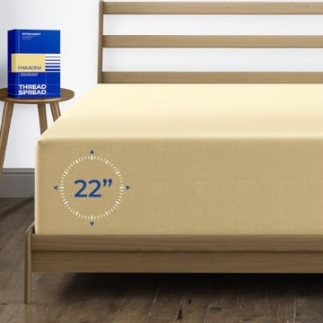 1000 Thread Count 100% Egyptian Cotton Fitted Sheet, Sand King Fitted Sheet, Long - Staple Combed Pure Natural Cotton Sheet, Soft & Silky Sateen Weave Beige