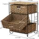 Household Essentials 3 Drawer Wicker Storage Unit, Handwoven Seagrass, Strong Metal Frame with Curved Feet, Durable, Compact,, No Assembly Required, Natural
