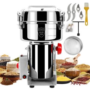 Grain Mill Grinder Electric Flour, 2000g Corn Fine Powder Rice Grinder Wheat Mill for Home Kitchen Commercial Stainless Steel Spice Food Pepper Coffee Beans (Swing Type)