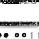 Retro Black Grey American Flag License Plate Frame USA License Plate Holder Funny Auto Parts Stainless Steel Patriotic Universal Cars Decoration for Men Women 12.2" x 6.2"