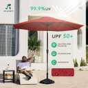 JEAREY 9FT Outdoor Patio Umbrella Outdoor Table Umbrella with Push Button Tilt and Crank, Market Umbrella 8 Sturdy Ribs UV Protection Waterproof for Garden, Deck, Backyard, Pool (Red)