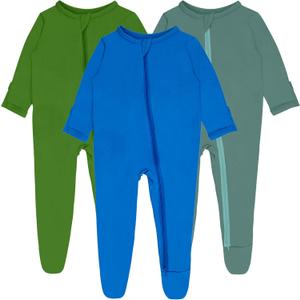 GUISBY Baby Pajamas with Mittens, 2 Way Zipper Long Sleeve Sleepers 3-pack (0-3  Months)