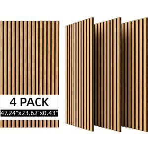 3D Wood Slat Acoustic Wall Panels, 4 Pack,Wall Decor,Warm Oak
47.2'' X 23.6'', Sound absorption and noise reduction, Textured Interior Paneling, For Living Room, Bedroom, Office & Studio