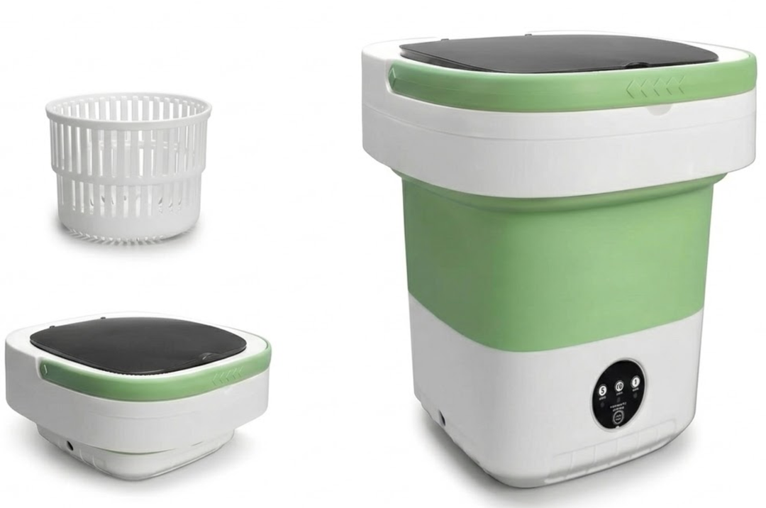 Portable Washing Machine, 17L Foldable Portable Laundry Machine and Spinner for Baby Clothes, Underwear, Socks with 3 Modes Deep Cleaning,Mini Washer for Travel, Dorms, Camping, Green