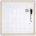 U Brands Rustic Monthly Dry Erase Board with White Wooden Frame, Office Supplies, 14 x 14
