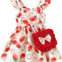 Mioglrie Baby Girl Clothes Newborn Dress Summer Toddler Girls' Clothing Casual Sundress with Cute Bag Infant Outfits (6-12 Months, Strawberry Red)