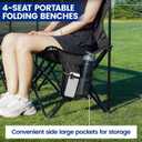 Soccer Bench- Folding Team Bench Soccer 4 Seats, Portable Sideline Sports Benches with Mesh Seat and Back with Bag, Foldable Breathable Chairs for Sports Football Camp Events (Black
