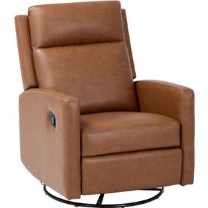MALOL Swivel Rocking Recliner Chair, Wide PU Leather Glider Recliner with High Backrest and Footrest for Living Room, Office, Bedroom, 3.25 ft x 2.5 ft x 3.25 ft