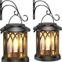Solar Lantern Outdoor Lights with Wall Mount Kit, 2 Pack Upgraded Solar Lanterns Outdoor Waterproof, Hanging Solar Lights for Outside Decorative Yard Patio Path Porch Garden Decor