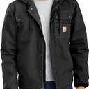 Carhartt Men's Relaxed Fit Washed Duck Sherpa-Lined Utility Jacket (4X-Large, Black)