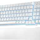 RK ROYAL KLUDGE RK96 90% Triple Mode BT5.0/2.4G/USB-C Hot Swappable Mechanical Keyboard with Magnetic Wrist Rest, 96 Keys Wireless Gaming Keyboard with Software, Blue Backlight (White)