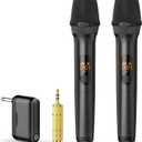 Wireless Microphones, Professional UHF Metal Dual Handheld Cordless Dynamic Mic System with Rechargeable Auto- Receiver, 160 ft Range, Microphone for Karaoke, Party Singing, Lecture, DJ, Wedding