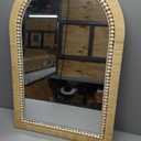 ULIKE Rattan Mirror for Bathroom, 20x30 Inch Arch Rustic Farmhouse Wall Decor with Handmade Wicker Frame, Boho Mirror for Nursery Bedroom Living Room Entryway