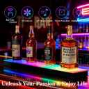 LED Lighted Liquor Bottle Display Shelf - 23.6" Acrylic Whiskey Rack with Remote & Music Sync, 1-Tier Illuminated Bar Shelf for Home Bar, Club, Party