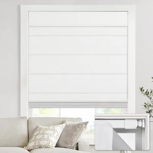 No Drill Cordless Roman Shades, 38×64 in, Room Darkening White | Install easily without drilling holes or damaging walls, perfect for renters and quick window upgrades.