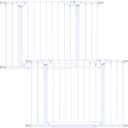 Cumbor 2 Pack 29.7-46" Baby Gate for Stairs, Mom's Choice Awards Winner-Auto Close Dog Gate for doorways, Easy Install Pressure Mounted Pet Gates indoor, Easy Walk Thru Wide Safety Gate for Dog, White