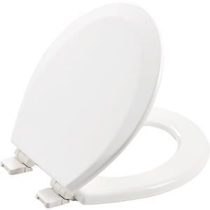 Wood Toilet Seat, Slow Close, High Gloss Finish, Premium Moulded Wood, White, PIKLiDS (Round)