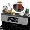 IIIOIIIA Stove Top Magnetic Shelf for Kitchen Organization, 30" Magnetic Spice Rack Over The Stove, 4" Deep Spice Organizer with Border All Around, Brushed Stainless, Black