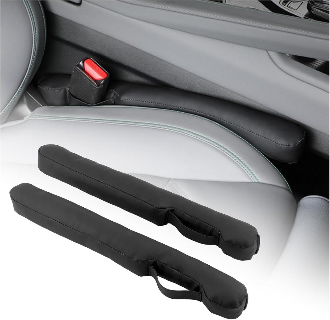 2026 New Car Seat Gap Filler 2 Pack,Leather Seat Gap Filler Strip with Fix Strap to Avoid Items from Falling,Universal Car Seats Gaps Plug Cars Interior Accessories