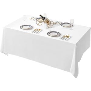 Surmente White Rectangle Tablecloth 90 x 132-inch Rectangular Polyester Table Cloth for Weddings, Banquets, or Restaurants