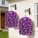 HyeFlora Artificial Flowers with Basket for Outdoors, 3pcs Faux Hanging Morning Glory Silk Fake Flowers Lifelike Plants UV Resistant Flowers for Outside Planter Patio Garden Porch Decor (Purple red)