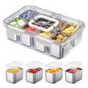 Snackle Box Container, 304 Stainless Steel Divided Serving Tray with Lid and Handle, Portable 8 Compartments Veggie Tray for Fruits,Veggies,Nuts &Candy, Dishwasher Safe for Travel,Picnic,Beach&Parties