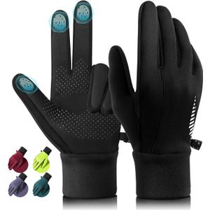 rivmount Winter Gloves Women Men, Cold Weather Touch Screen Liner Glove, Windproof 3-Layers, for Running, Cycling, Biking, Hiking, Driving (Medium, Black)