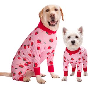 Dog Recovery Suit After Surgery Female Male, Medium Large Dog Neuter Shirt Cone Alternatives Prevent Licking Surgical Onesies (Strawberry, XL)