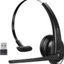 Wireless Headset with Mic for Work, Bluetooth Headset with AI Noise Cancelling Microphone, Wireless Headphones with Mic & Mute Button, USB Dongle for Work from Home/PC/Computer/Call Center/ Teams/Zoom