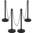 4 Sets Plastic Stanchion Set Traffic Delineator Post Cones with Fillable Base 6.6 ft Plastic Chain and S Hooks Crowd Control Parking Barrier for Traffic Caution Parking Lot Construction Roads (Black)