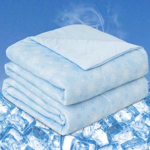 OIGAE Cooling Comforter, Japanese Q-Max 0.45 Double Sided Cooling Blankets for Hot Sleepers & Night Sweats, Lightweight Breathable Summer Blanket for Bed, Travel, Camping, Blue, Queen 90" x 90"